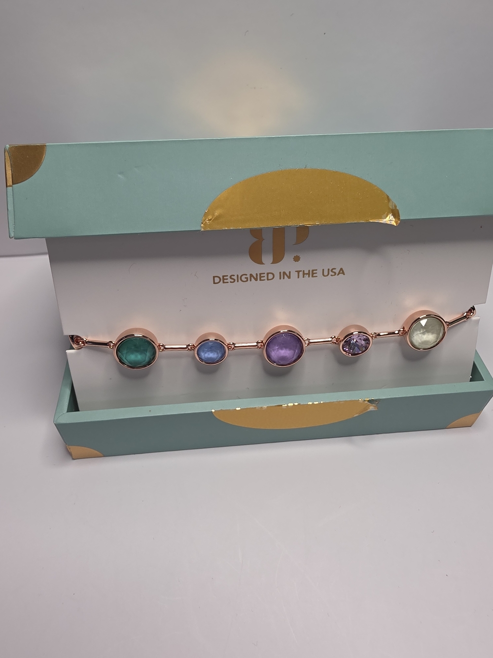 BP Jewel Candy Worlds Away Bracelet In Santorini Bloom On Rose Gold